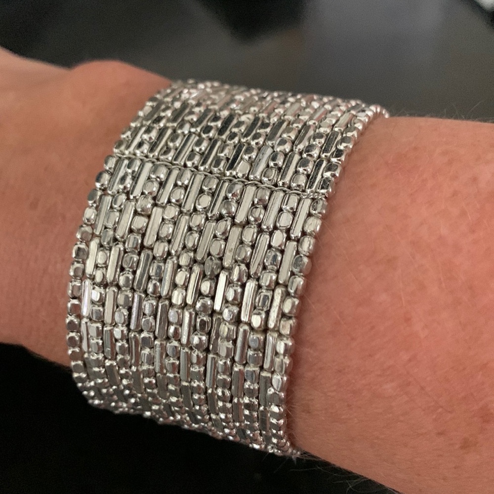 Kenneth Cole New York Silvertone Beaded cuff bracelet
